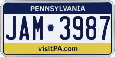 PA license plate JAM3987
