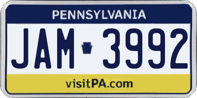 PA license plate JAM3992