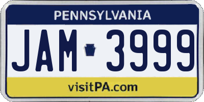 PA license plate JAM3999