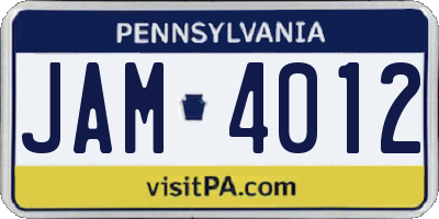 PA license plate JAM4012
