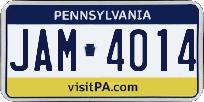 PA license plate JAM4014