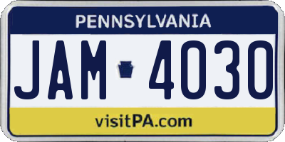 PA license plate JAM4030