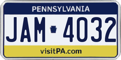PA license plate JAM4032