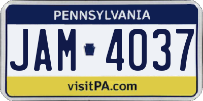PA license plate JAM4037
