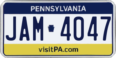 PA license plate JAM4047