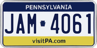 PA license plate JAM4061