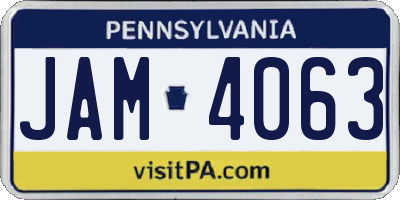 PA license plate JAM4063
