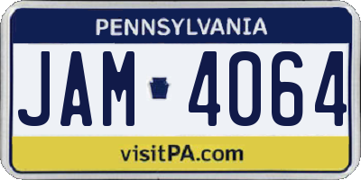 PA license plate JAM4064