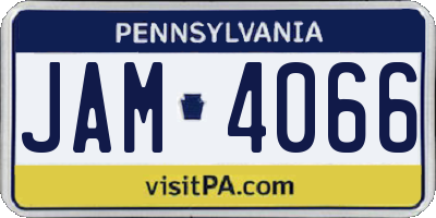 PA license plate JAM4066