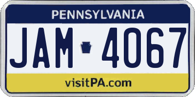 PA license plate JAM4067