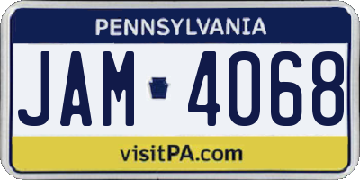 PA license plate JAM4068