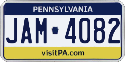 PA license plate JAM4082