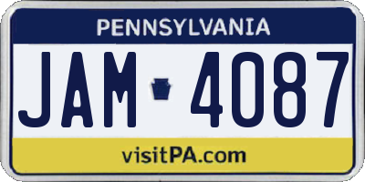 PA license plate JAM4087