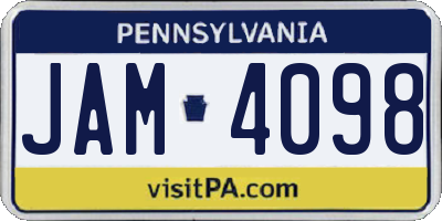 PA license plate JAM4098