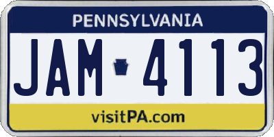 PA license plate JAM4113