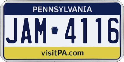 PA license plate JAM4116