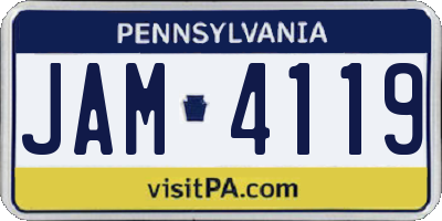 PA license plate JAM4119