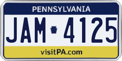 PA license plate JAM4125