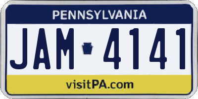 PA license plate JAM4141
