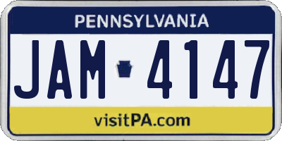 PA license plate JAM4147