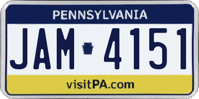 PA license plate JAM4151