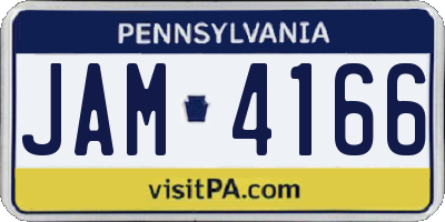 PA license plate JAM4166