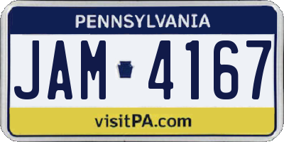 PA license plate JAM4167