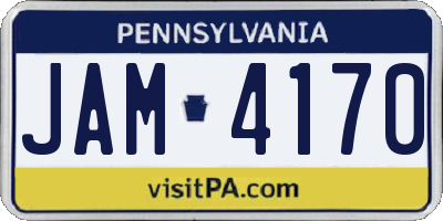 PA license plate JAM4170
