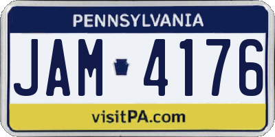 PA license plate JAM4176