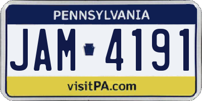 PA license plate JAM4191