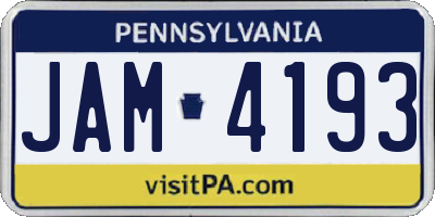 PA license plate JAM4193