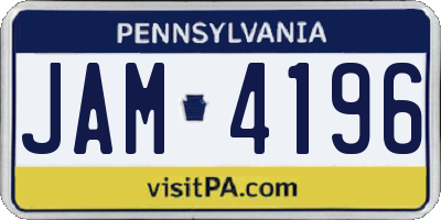 PA license plate JAM4196