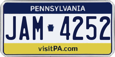 PA license plate JAM4252