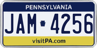PA license plate JAM4256