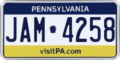 PA license plate JAM4258