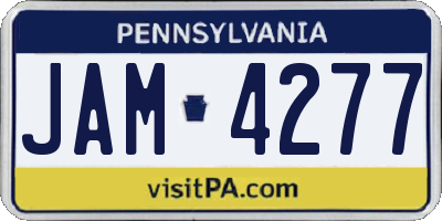 PA license plate JAM4277