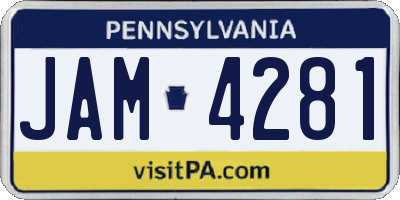 PA license plate JAM4281