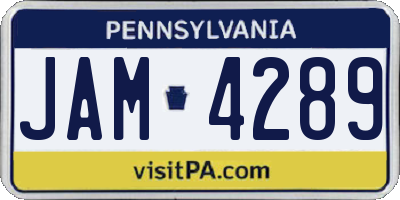 PA license plate JAM4289