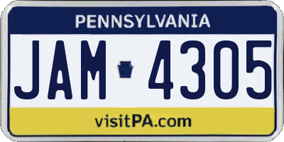 PA license plate JAM4305