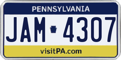 PA license plate JAM4307
