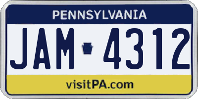 PA license plate JAM4312