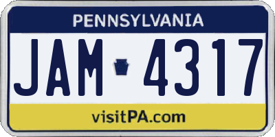 PA license plate JAM4317