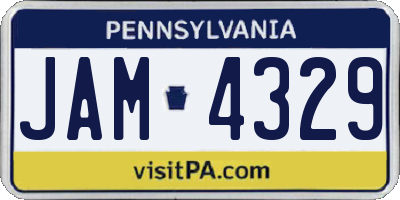 PA license plate JAM4329