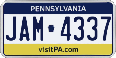PA license plate JAM4337