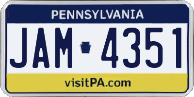 PA license plate JAM4351