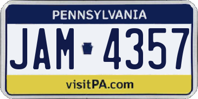 PA license plate JAM4357