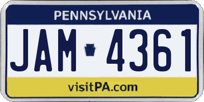 PA license plate JAM4361