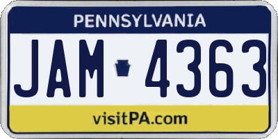 PA license plate JAM4363