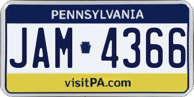 PA license plate JAM4366