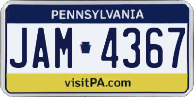 PA license plate JAM4367